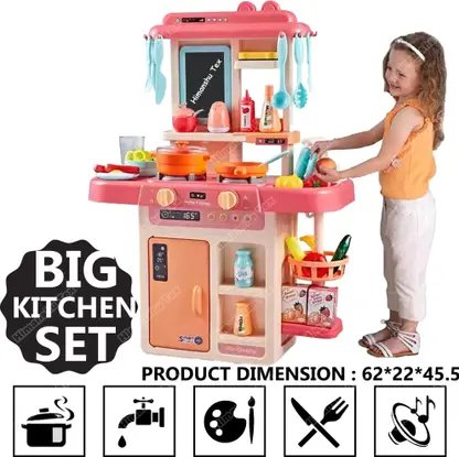 Kitchen Set for Kids Girl 42-Piece , Smoky, Music,Real Water Tap product image (1)