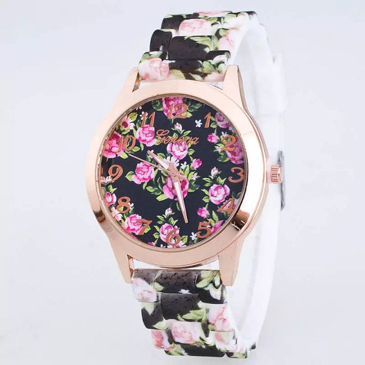 Printed Flowers Fashion Watch Watches Quartz Analog Women Wristwatch Girls product image (2)