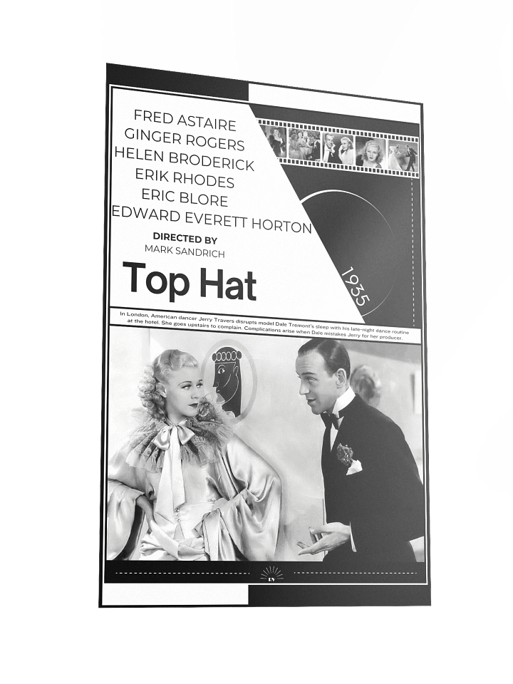 Top Hat with Fred Astaire and Ginger Rogers 1935 | Movie Poster | 12x18 Wall Art product image (2)