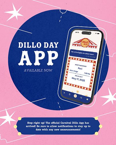 🎪 Step right up to Carnival Dillo with the Dillo Day Mobile App! Your essential ticket to the ultimate festival experience aw...