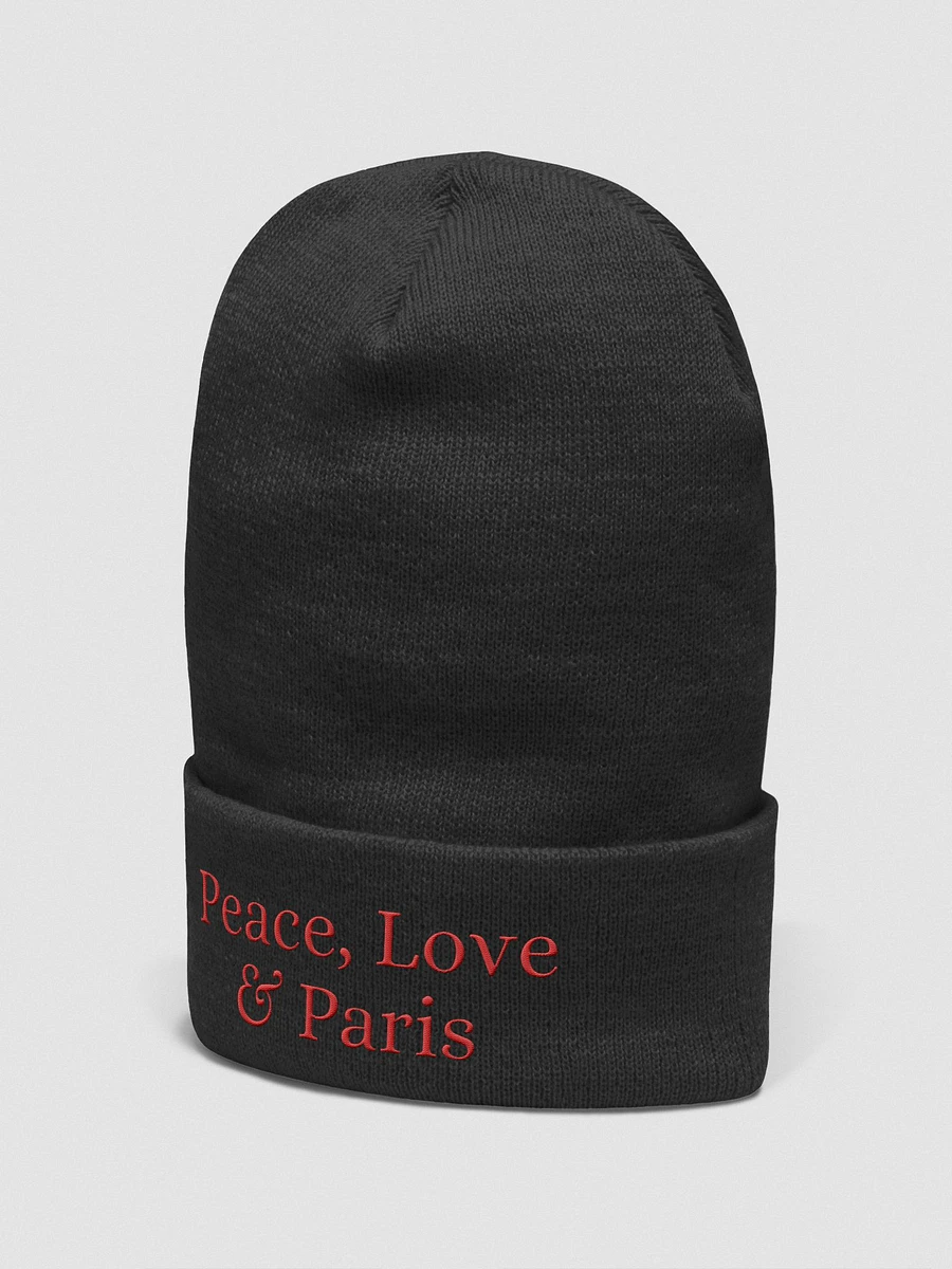 Peace, Love & Paris Cozy Comfort Beanie - Red Embroidery product image (3)