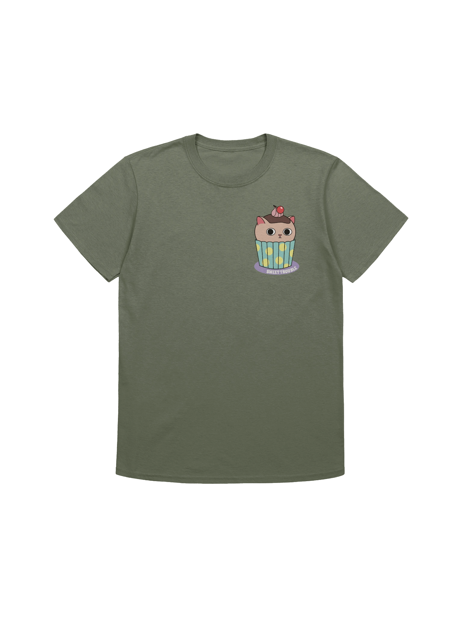 Sweet Trouble (Cupcake Cat - Left Chest and Back Prints) - Unisex Adult Super Soft Lightweight T-shirt product image (4)