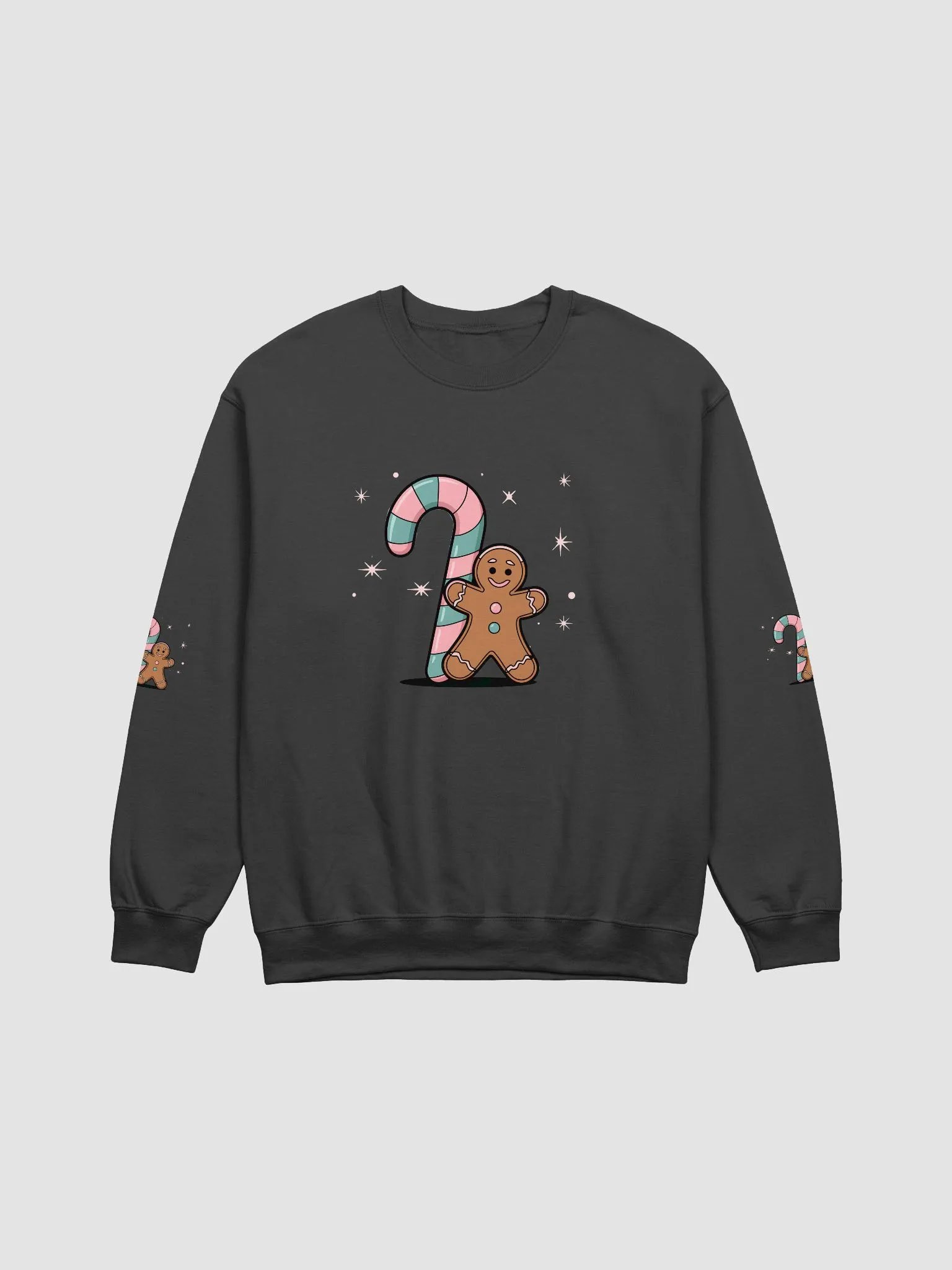 Festive Candy Cane and Gingerbread Man Crewneck Sweatshirt product image (1)