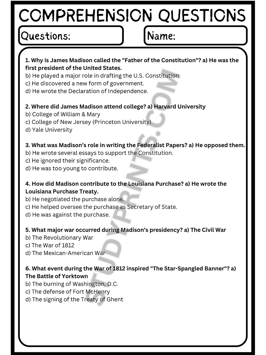 james madison reading comprehension pdf product image (3)