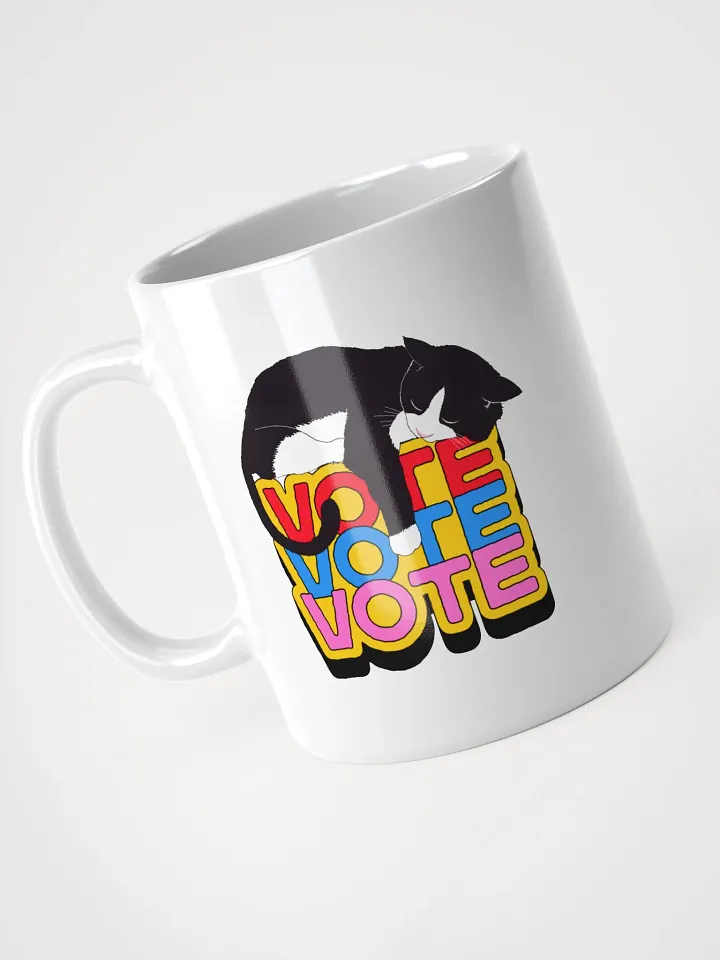 Vote Cat Slumbering White Glossy Mug product image (1)