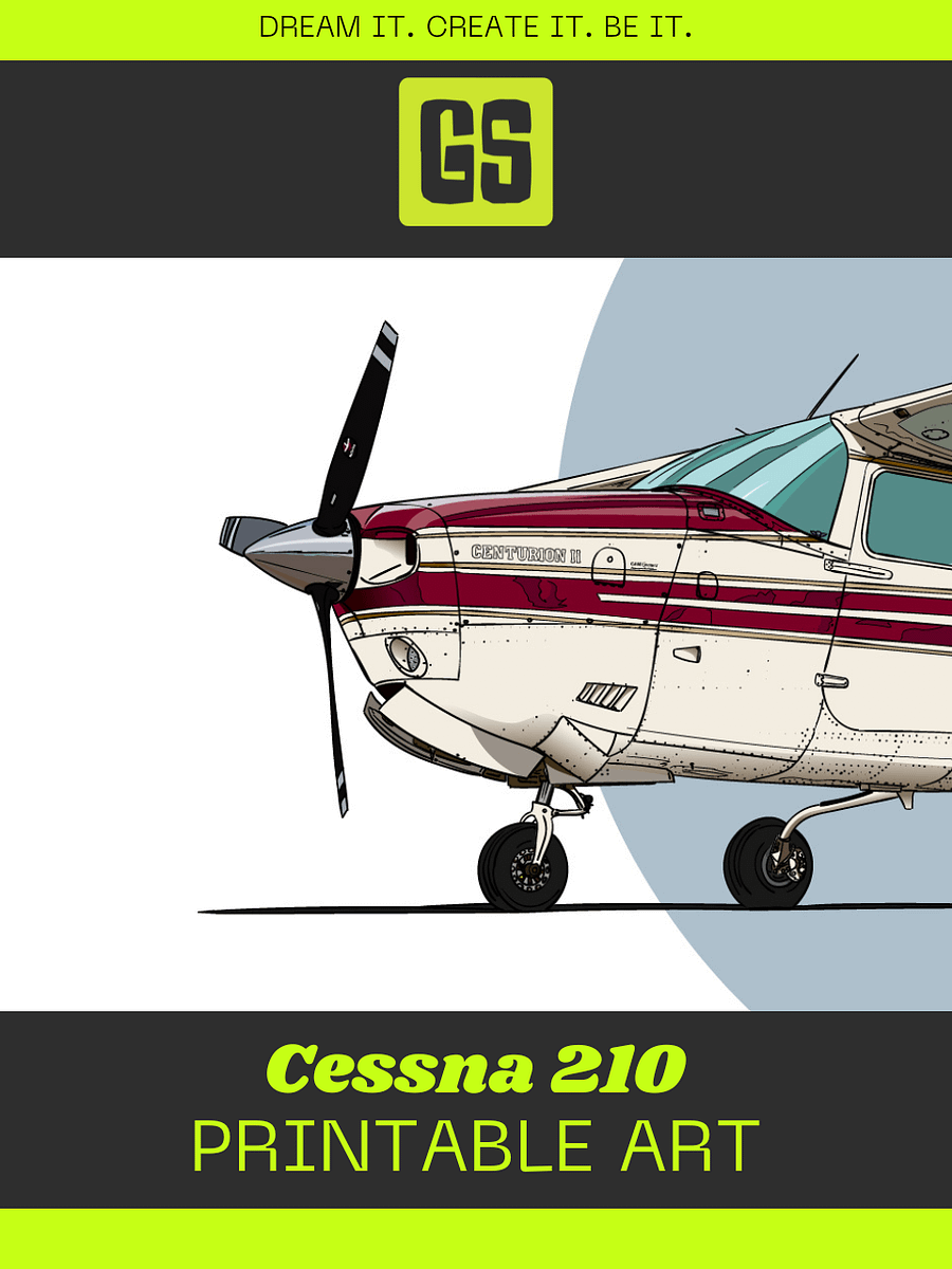 Cessna 210 Centurion ZS-KYJ Digital Printable Aviation Art Square Size Perfect Gift for Pilots & Enthusiasts product image (5)