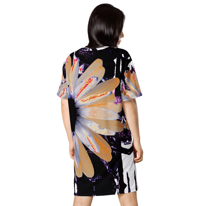 Abstract Neon Daises Ladies T Shirt Dress product image (2)
