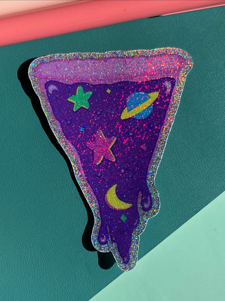 Holographic Galaxy Pizza Slice Sticker product image (1)