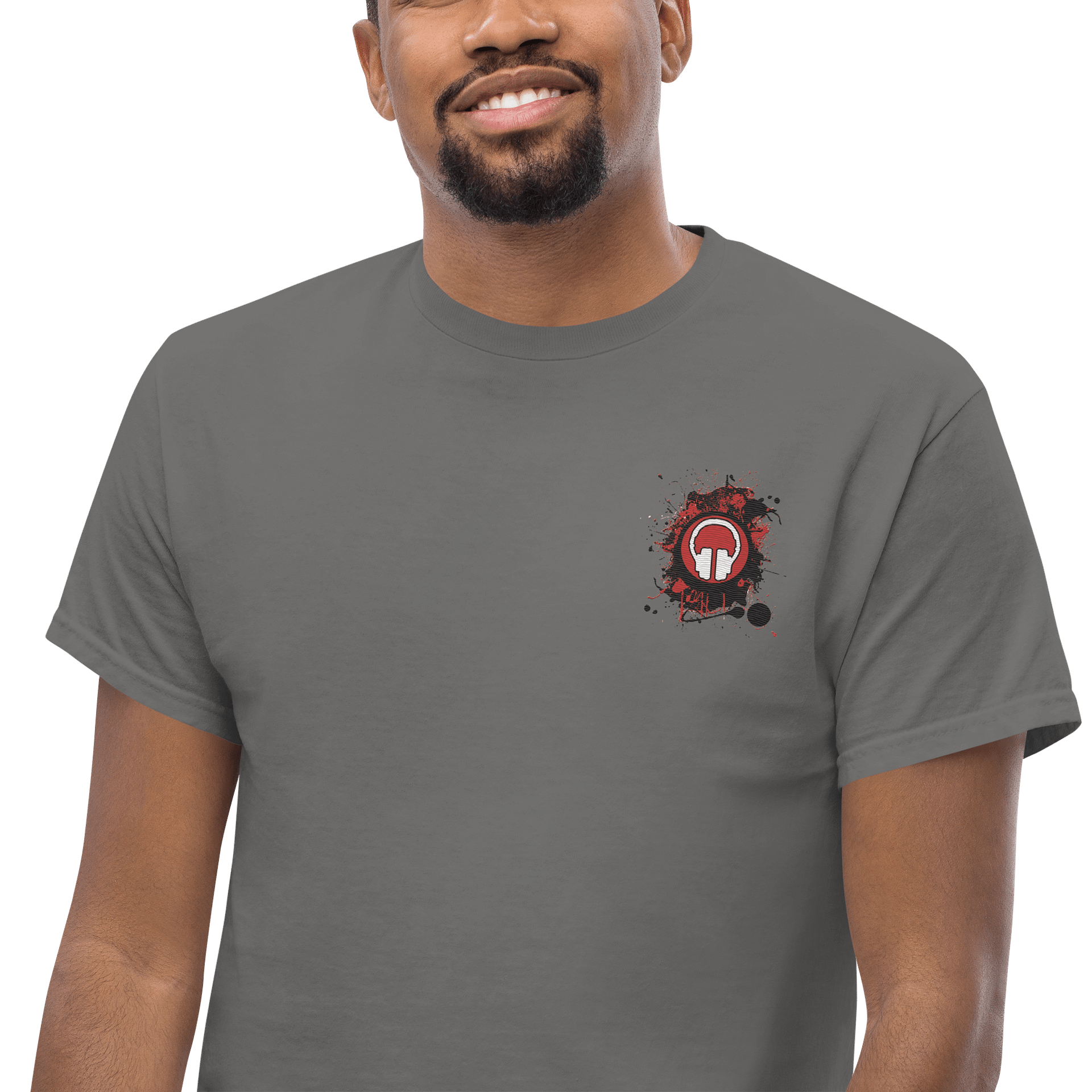 Paint Splat Headphones Embroidered Gildan Heavyweight T-Shirt product image (47)