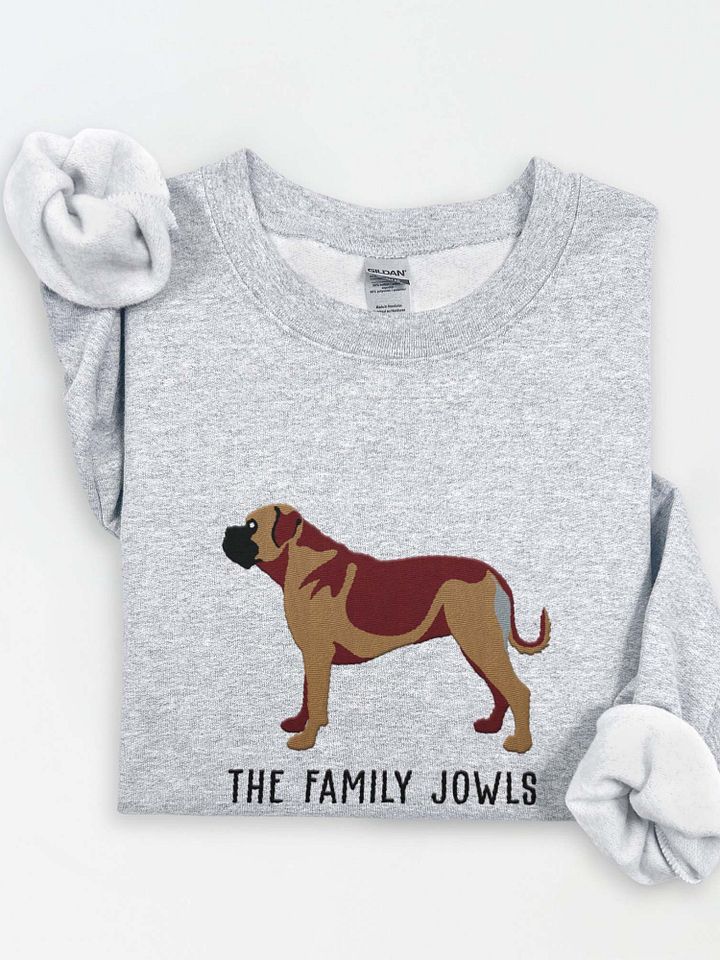 The Family Jowls Sweatshirt(Embroidered) of a Bullmastiff(Tan) product image (1)