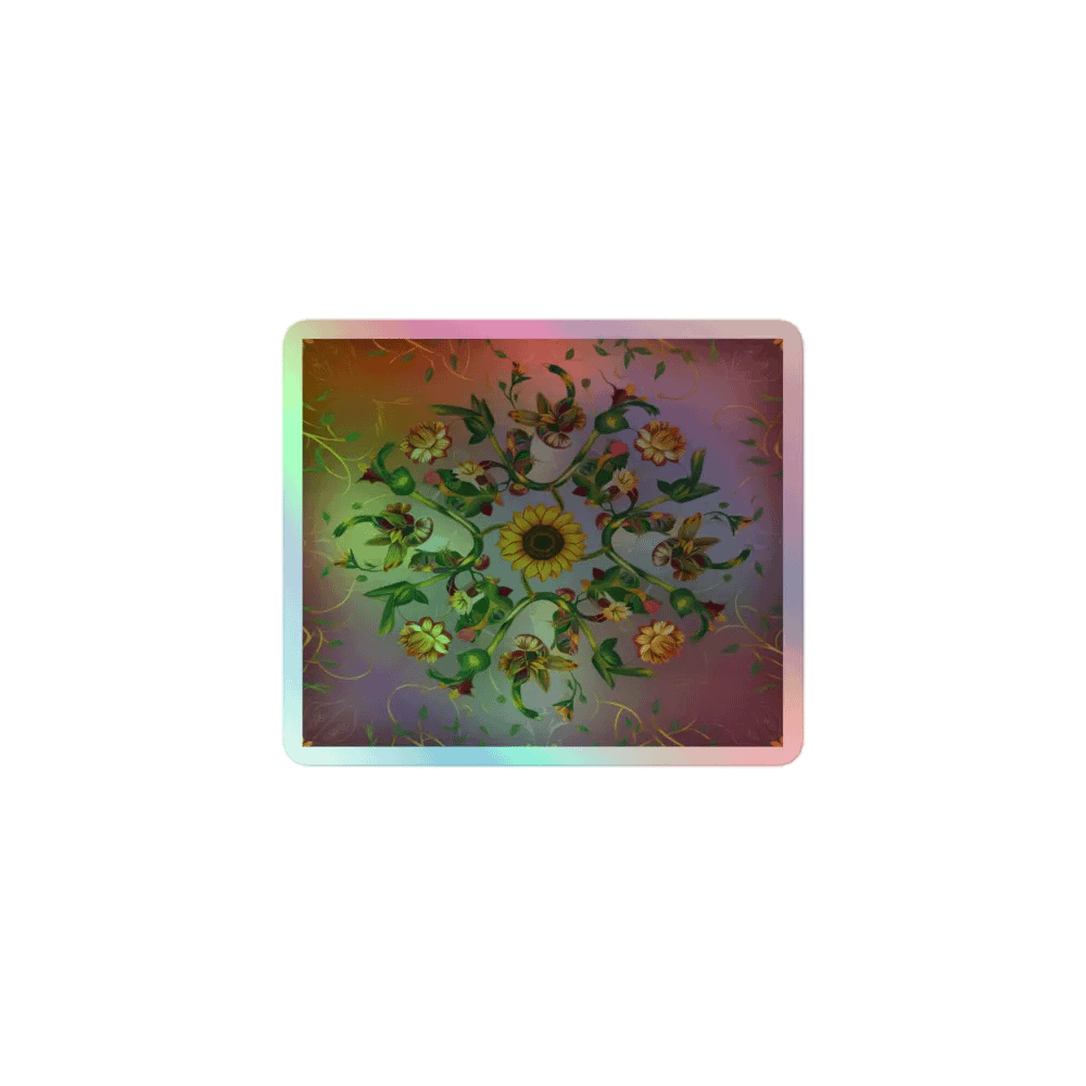 Exclusive Holographic Sunflower Mandala Sticker | Kiss-Cut Vinyl | Perfect for Laptops, Cars & More product image (1)