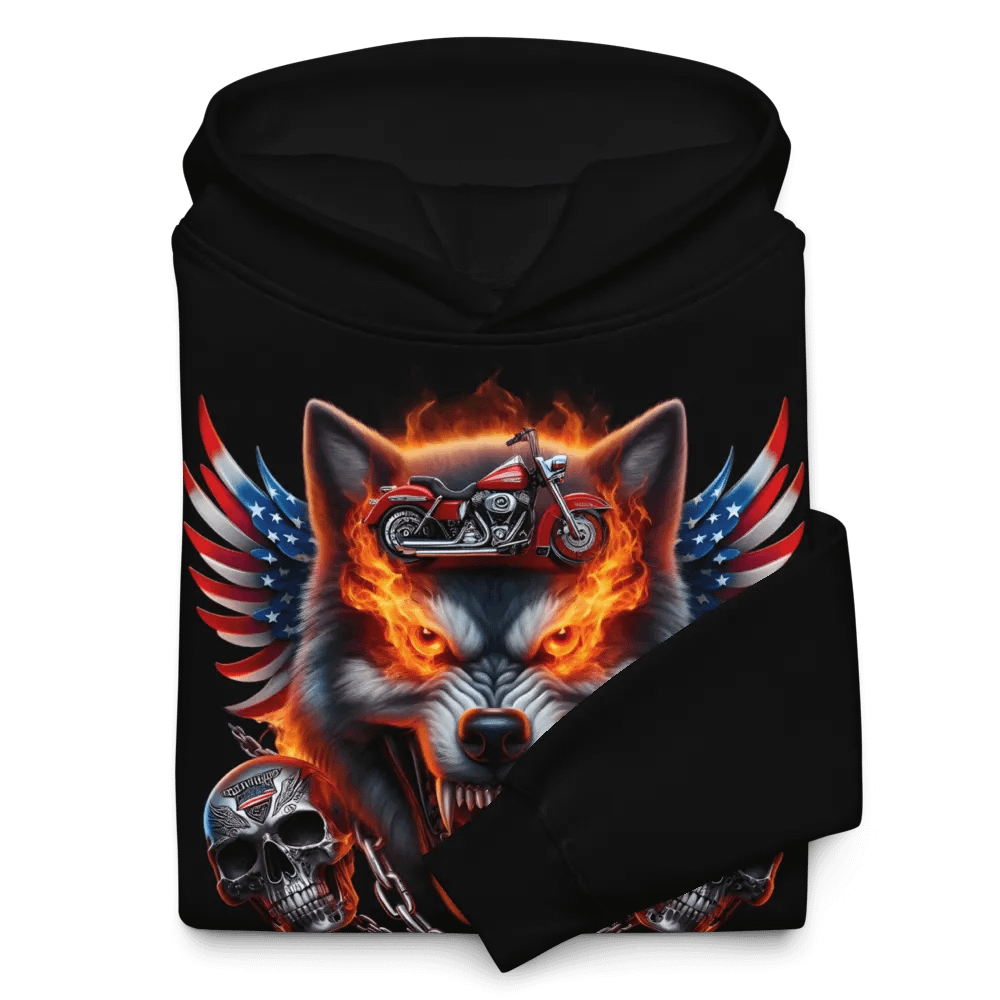 Rebel Wolf Motorcycle Flames Hoodie #42 product image (10)