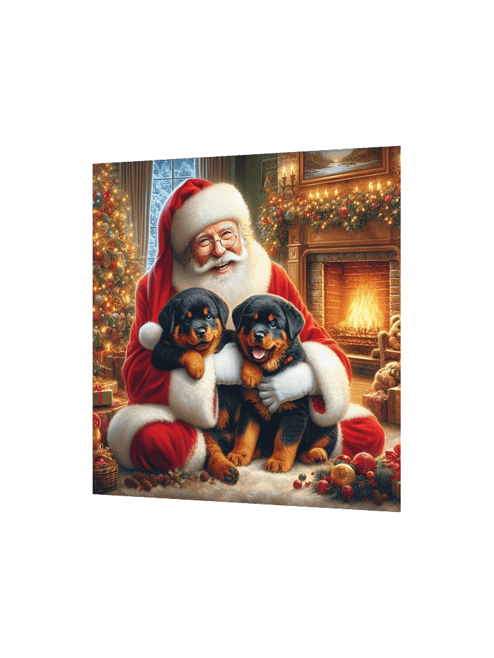 Rottweiler Santa's Puppy Party Matte Poster product image (6)