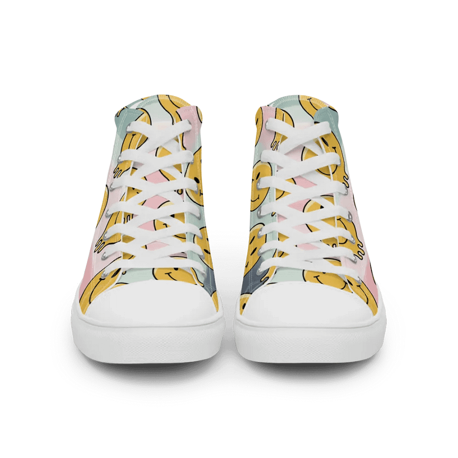 'Happy Face' Women's Handmade High Top Canvas Shoes product image (1)