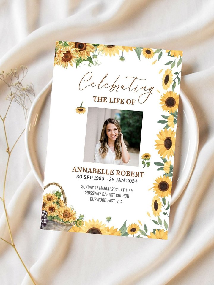 Sunflowers Funeral Program Canva Template product image (2)