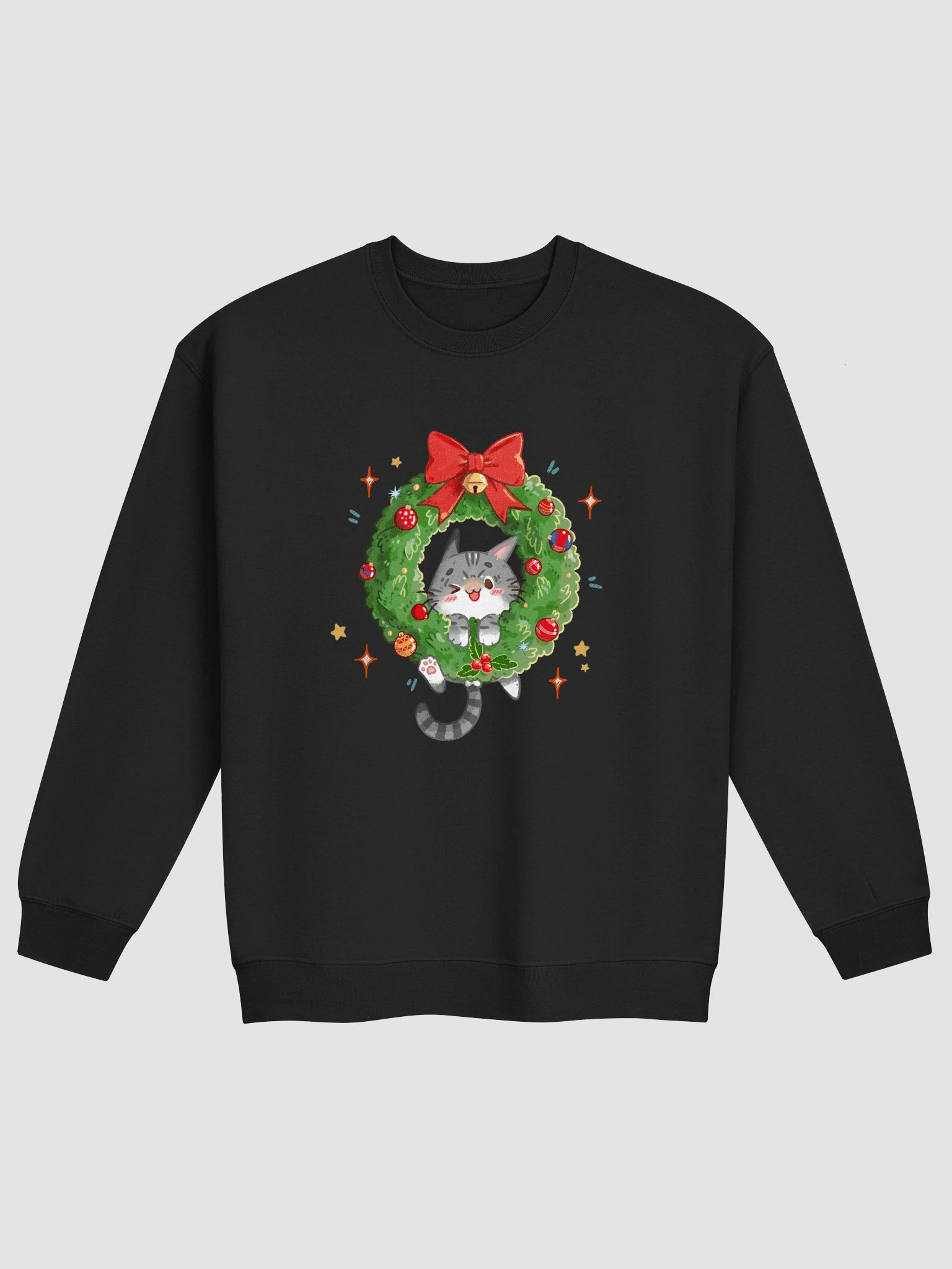 Christmas tabby cat wreath - Crewneck Sweatshirt product image (1)