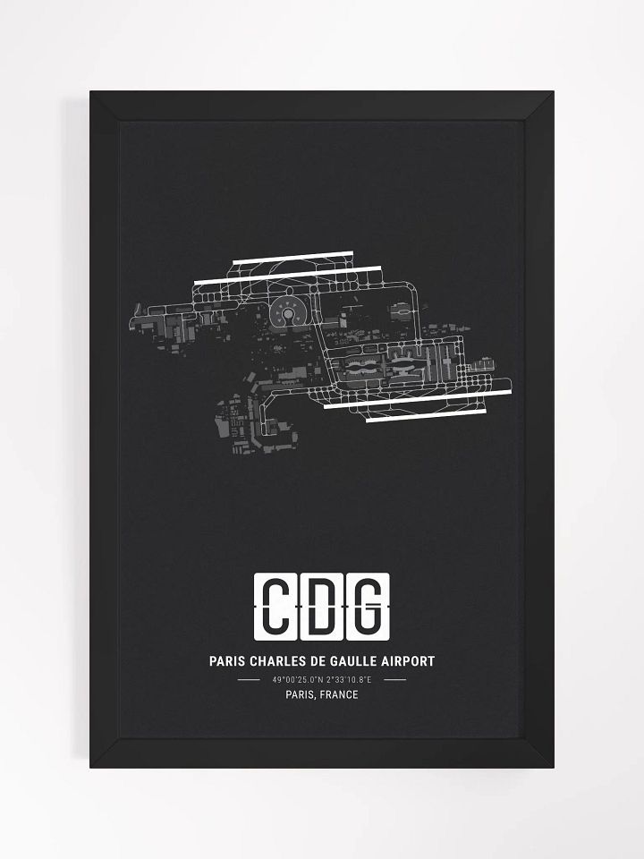 Framed Airport CDG Premium Map On Matt Paper product image (1)
