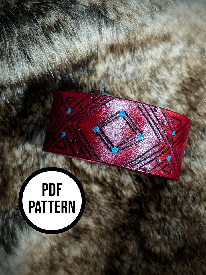 Geometric Leather Cuff Pattern - PDF Pattern for Leatherwork product image (1)