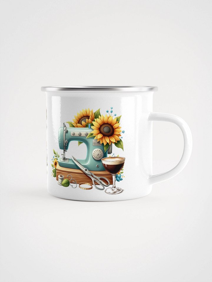 Sips Snips Stitches Enamel Mug product image (1)