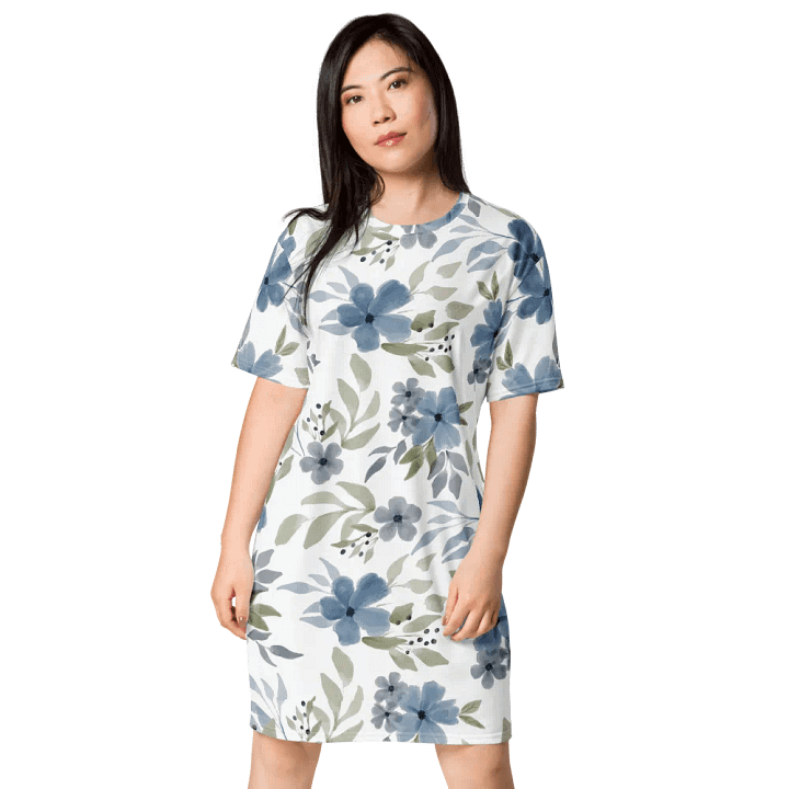 Blue Blossom Bliss T-Shirt Dress product image (1)
