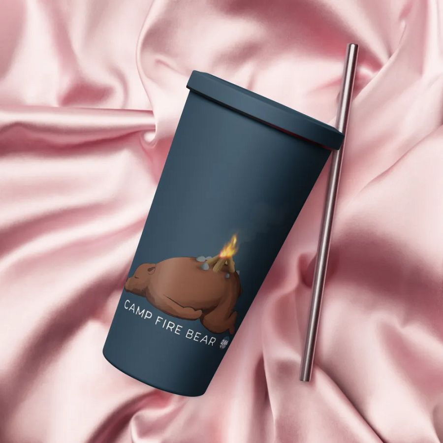 Camp Fire Bear Insulated Tumbler with a Straw product image (11)