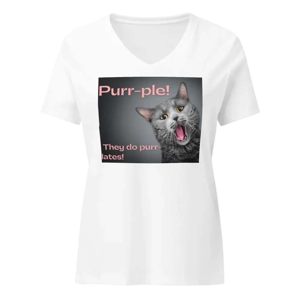 Purr-ple Meow Women's V-Neck Tee product image (1)