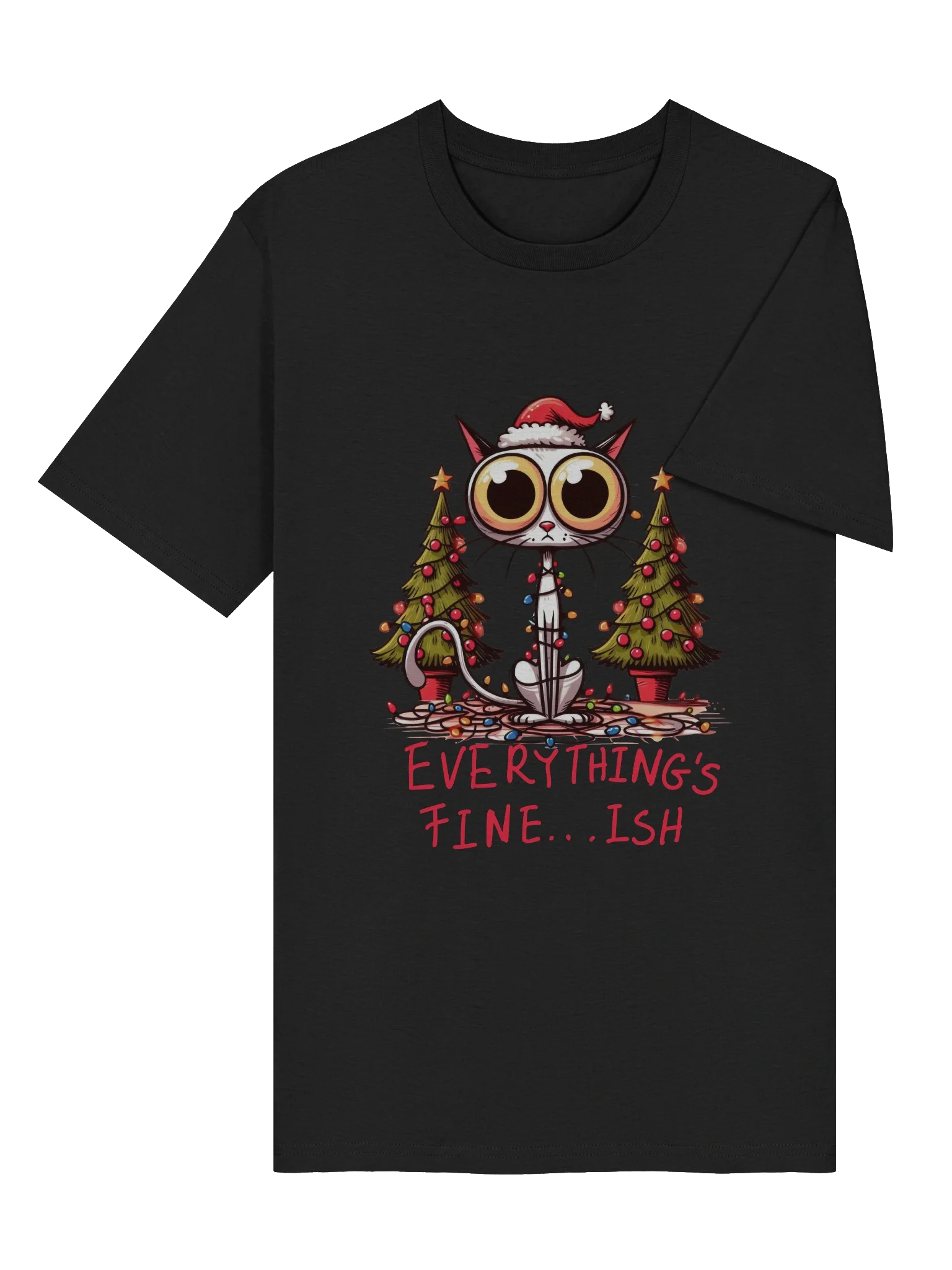 Santa Cat 'Everything's Fine... Ish' T-Shirt product image (6)