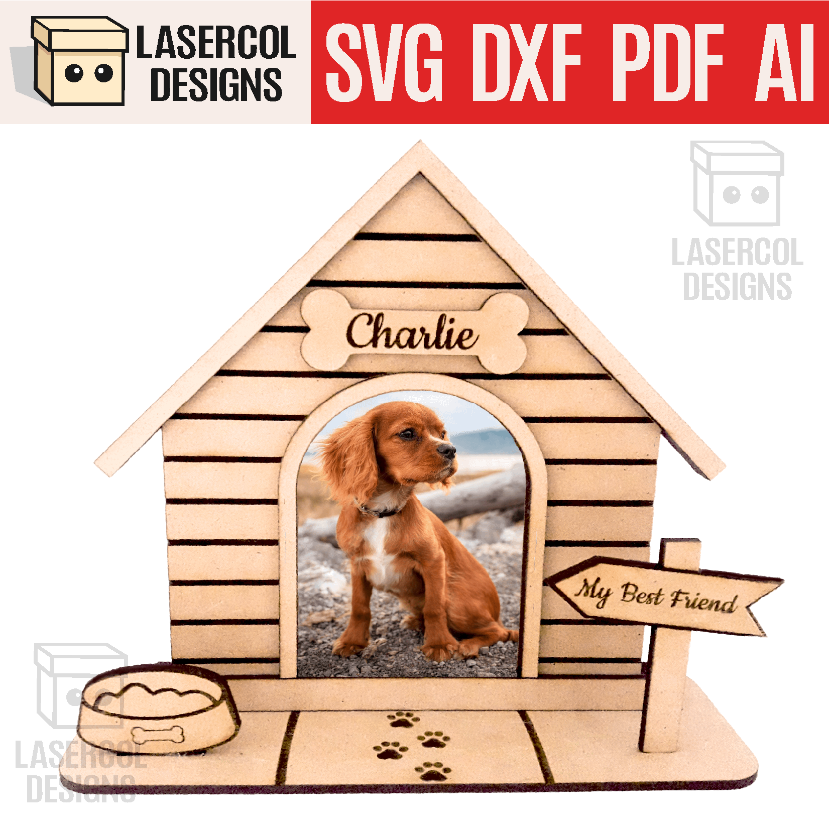 Dog House Photo Frame - Laser Cut Files product image (1)