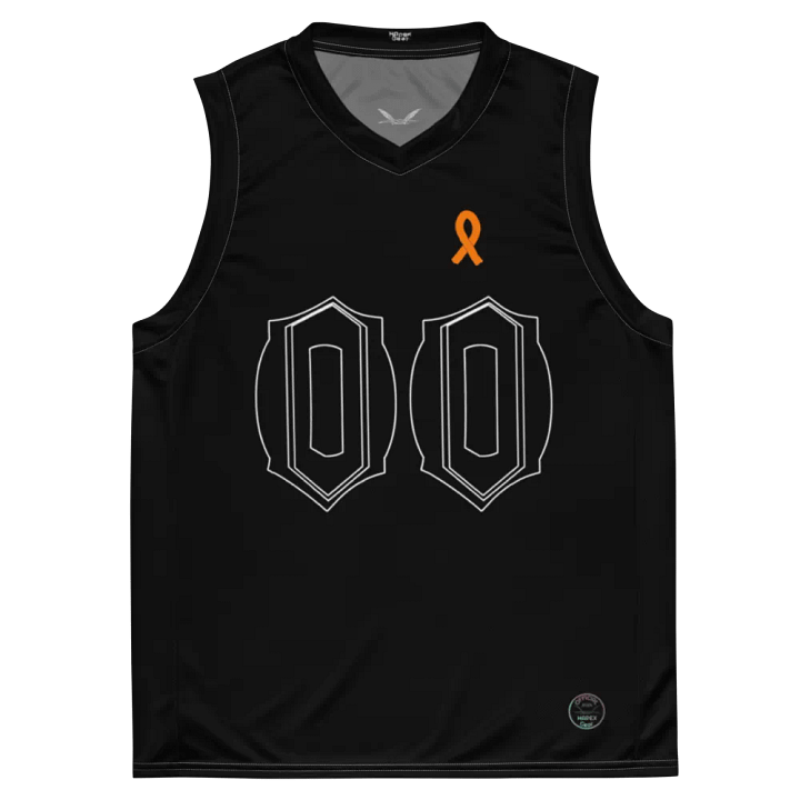 Cancer Awareness - Orange Ribbon - Black - Recycled Unisex Basketball Jersey - White HApex Gear White Logo product image (2)
