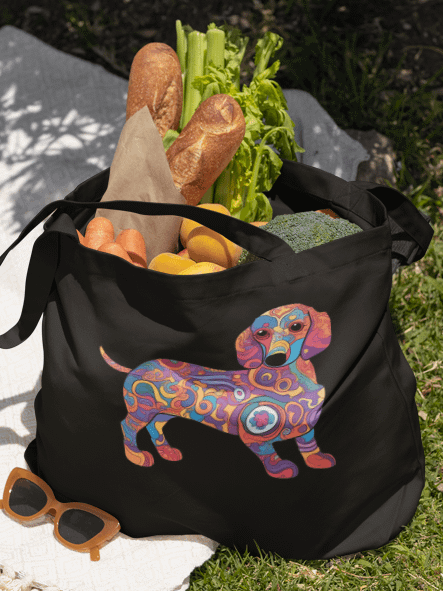 Psychedelic Dachshund #2 - Eco-conscious Organic Cotton Tote product image (2)