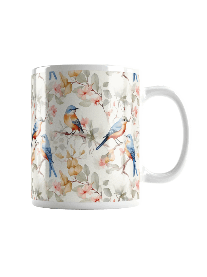 Bluebirds White Glossy Ceramic Mug by Treasure Pie product image (3)