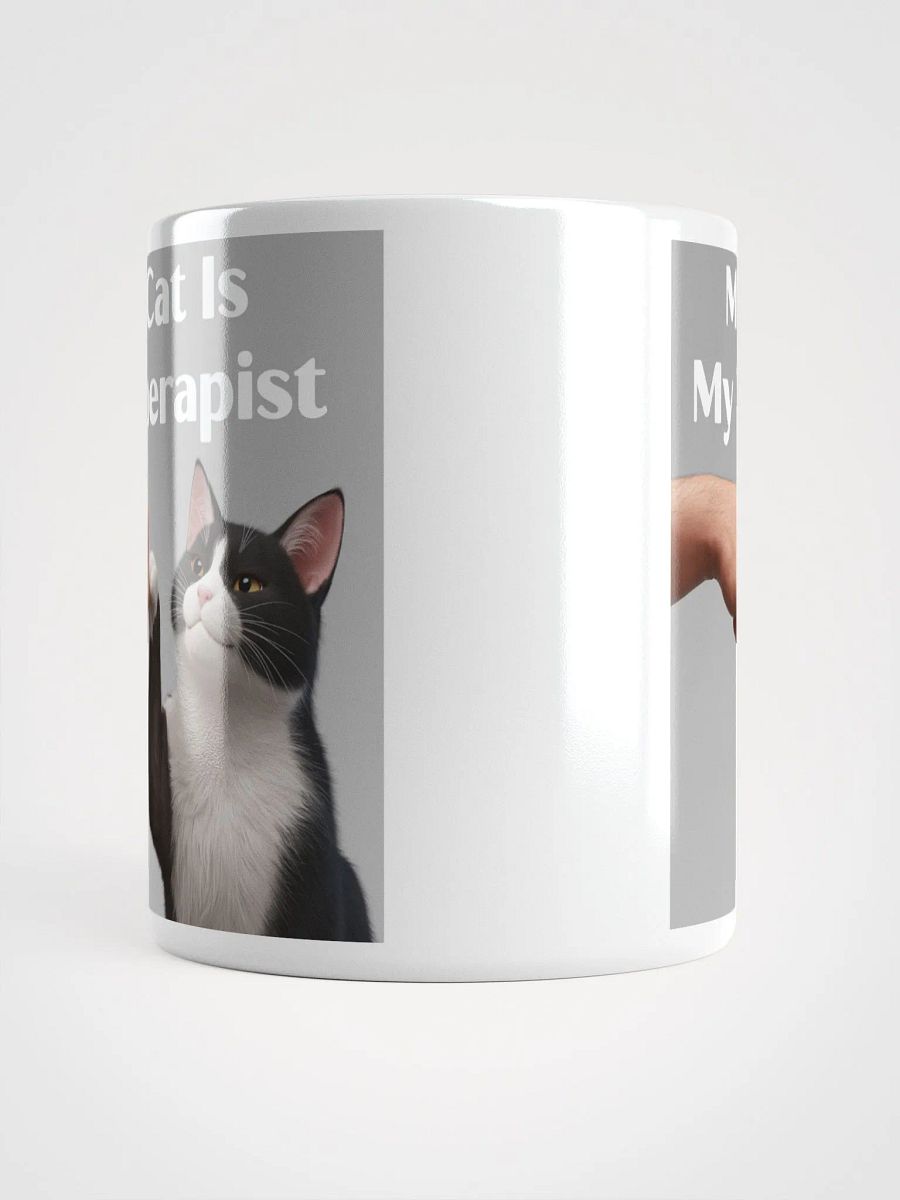 'MY CAT IS MY THERAPIST' Fist Bump #Statement Glossy Mug - White product image (5)
