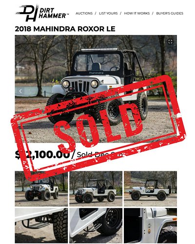 Congratulations to Dirthammer user JayDeeJay69, who scored an AWESOME deal on this 2018 Roxor! We have another no reserve auc...