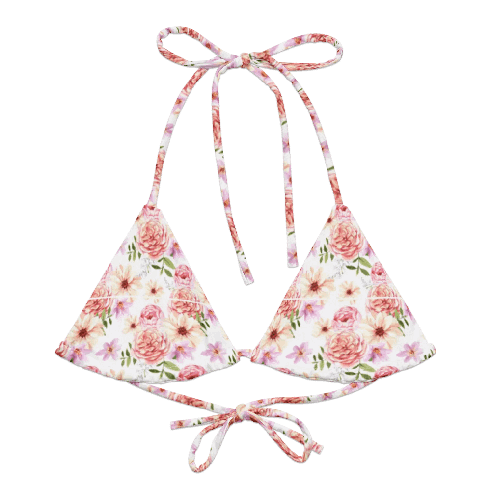 Watercolour Floral Pattern String Bikini Top - v2 product image (2)