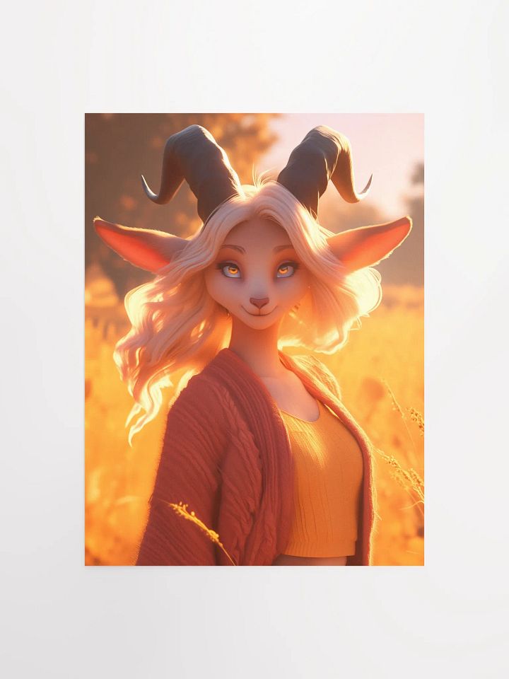 Golden Sunset Anthro Goat Matte Poster product image (1)