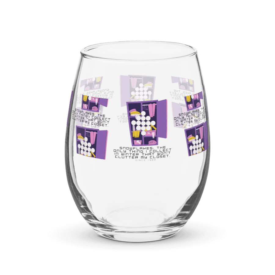 Snowflakes the only thing I collect in winter that won't clutter my closet. Stemless Wine Glass product image (4)