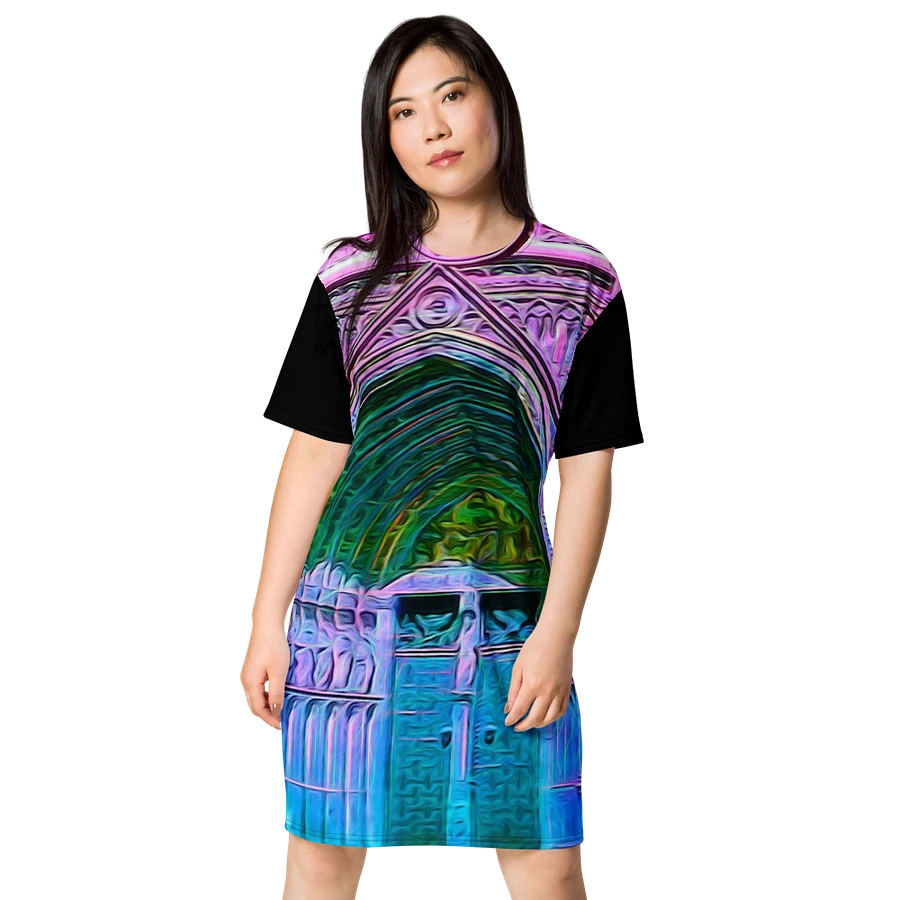 Pink and Blue Cathedral Doors Tshirt Dress product image (1)