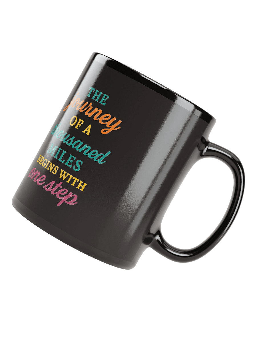 “The Journey Begins” Black Glossy Mug – Nichiren Buddhism Motivational Quote Gift product image (4)