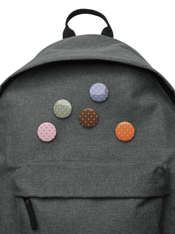 Set of 5 Colorful Pins with Dots – Pink, Blue, Brown, Green & Orange product image (6)