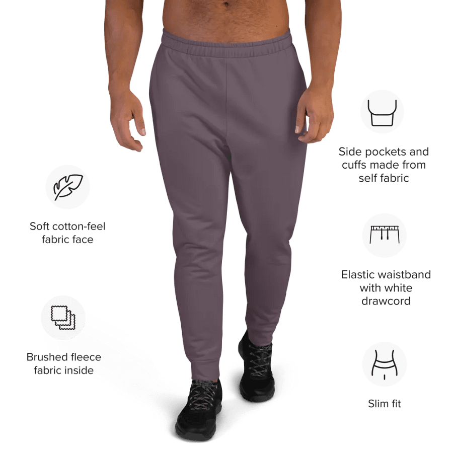 Plain Mauve Soft Summer Recycled Polyester Premium Men's Joggers by Treasure Pie product image (9)