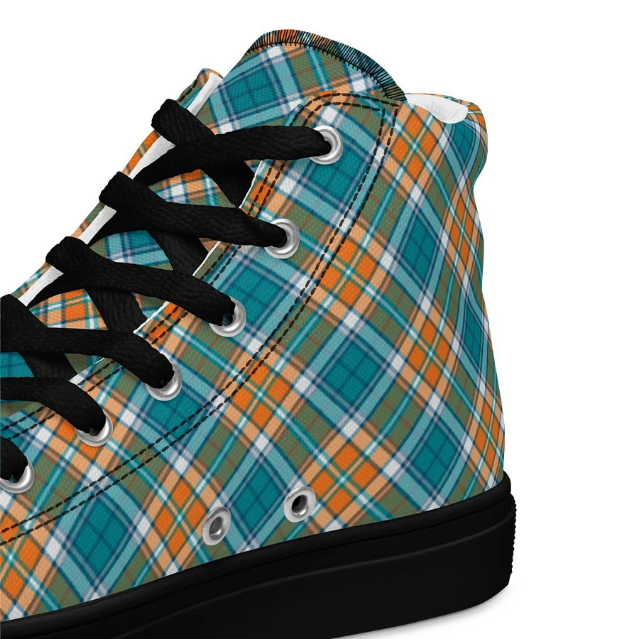 Turquoise and Orange Sporty Plaid Men's High Top Shoes product image (12)