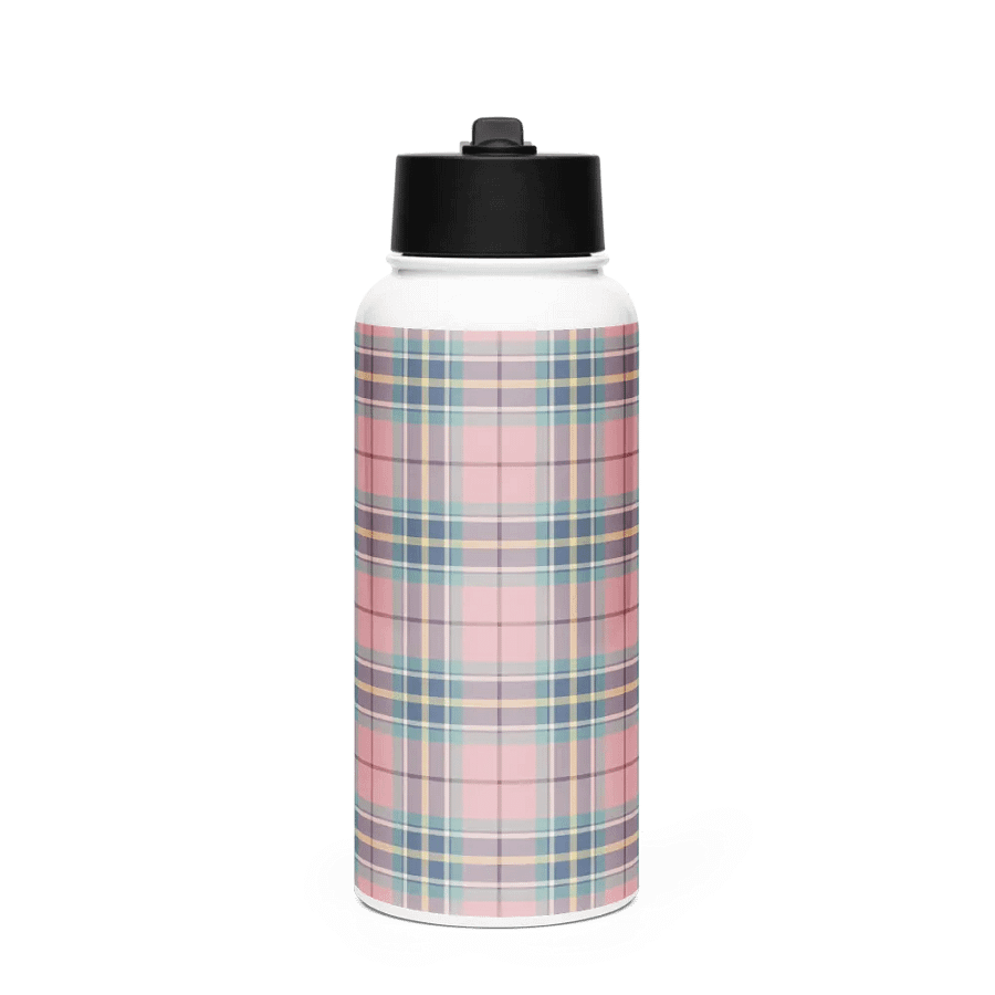 Pastel Pink Plaid Water Bottle product image (4)