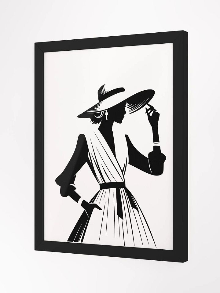 Elegant Church Lady – Black & White Vector Art (Framed Poster) product image (14)