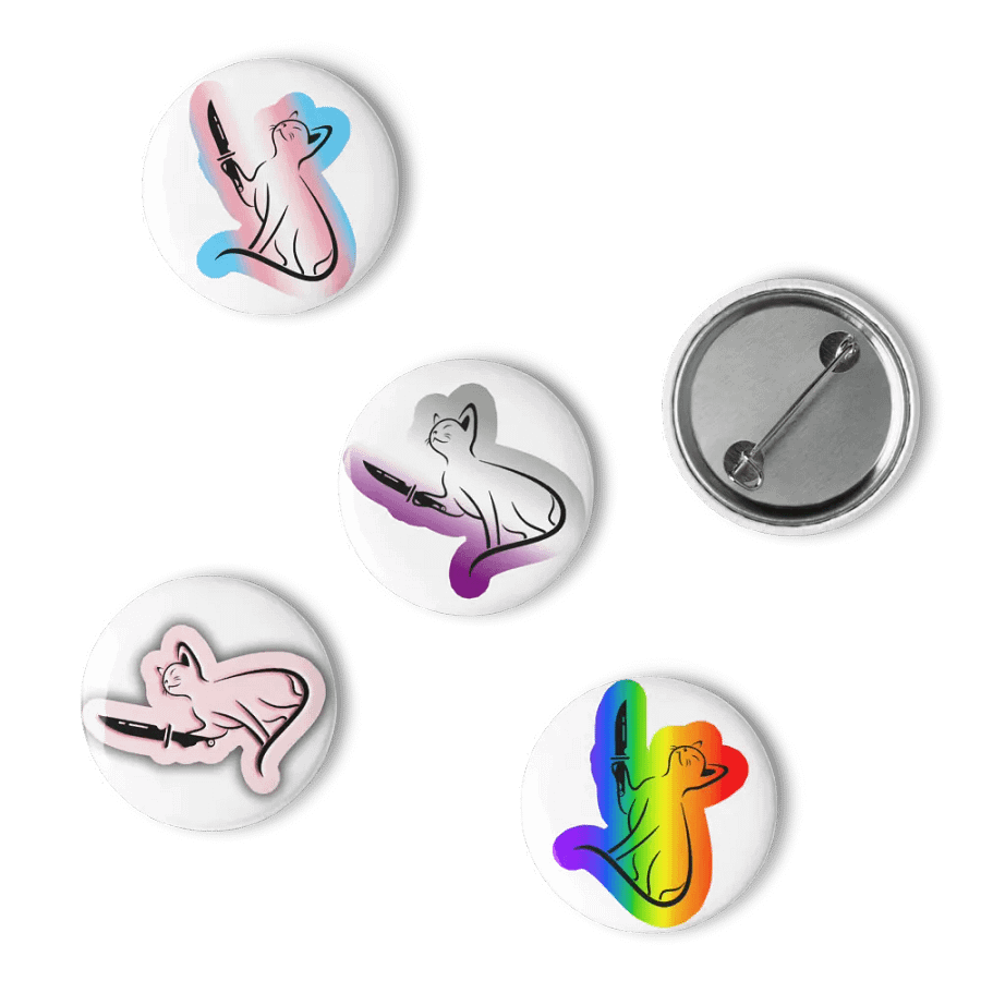 OkayishAF Pride Cat Pins 1 - Ace, Trans, Gay, Pink product image (6)