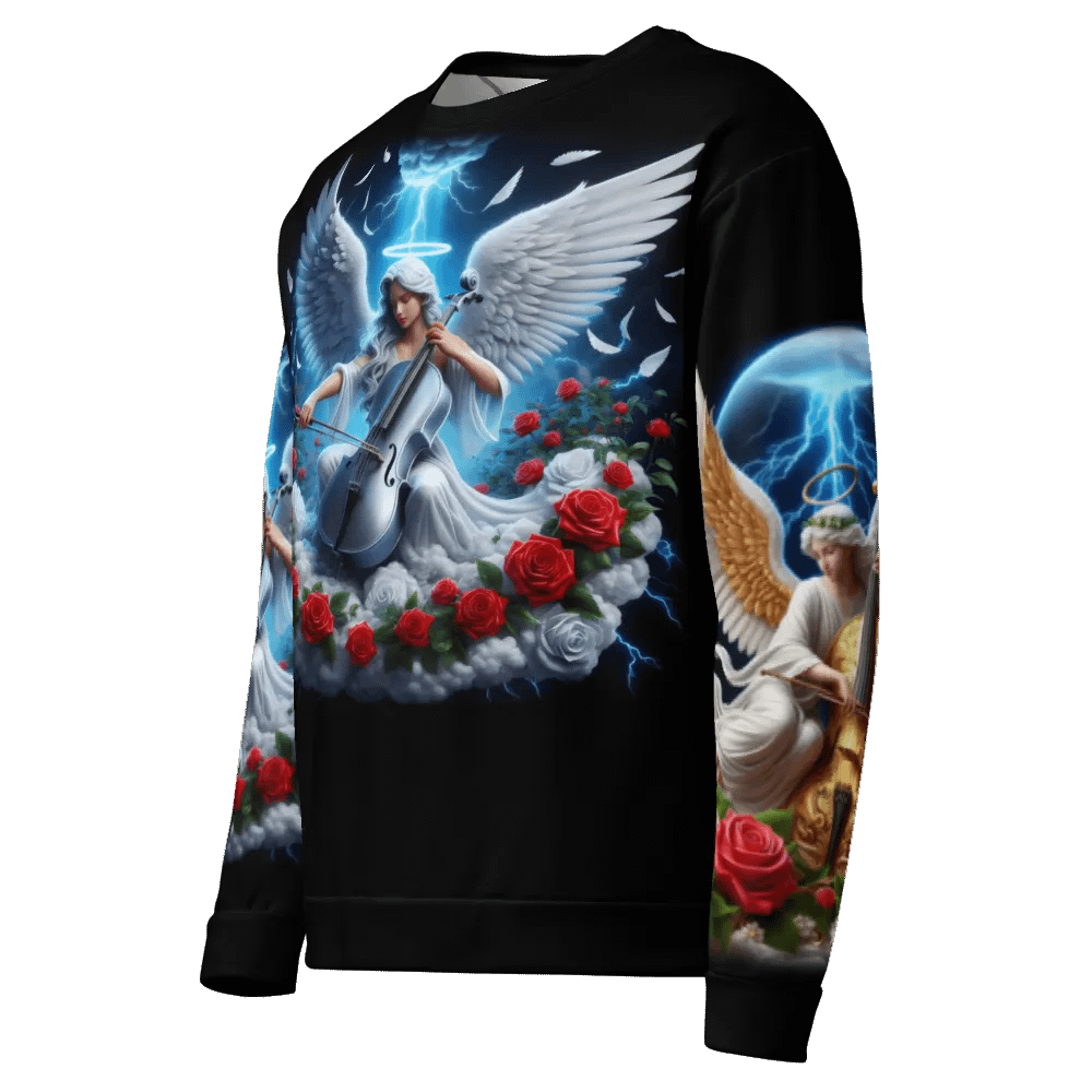 Angels making Music with a Cello - All-Over Unisex Sweatshirt #4 product image (4)