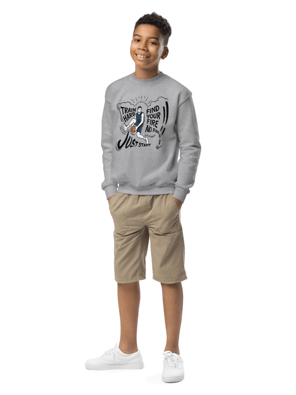 Youth Motivational Sweatshirt – Train Hard. Find Your Fire. Just Start product image (2)