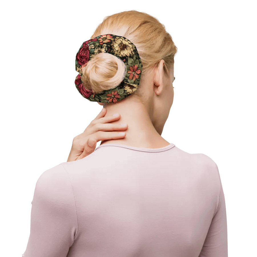 Hair Scrunchie - Wilted Boho Floral Design on a Green Background product image (10)