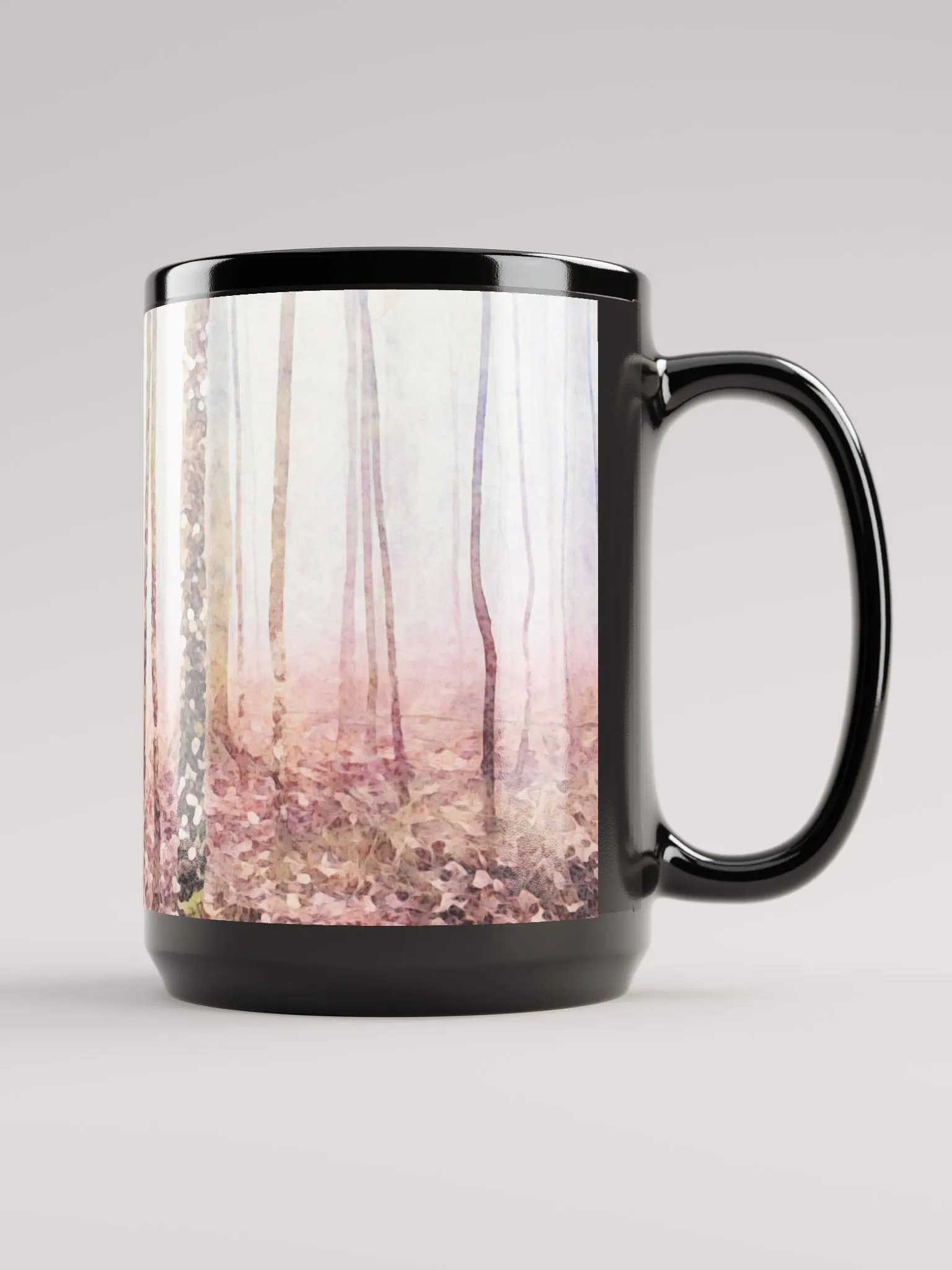 Abstract Graphic | Black Coffee Mug | Subtle Mist Treescape product image (3)