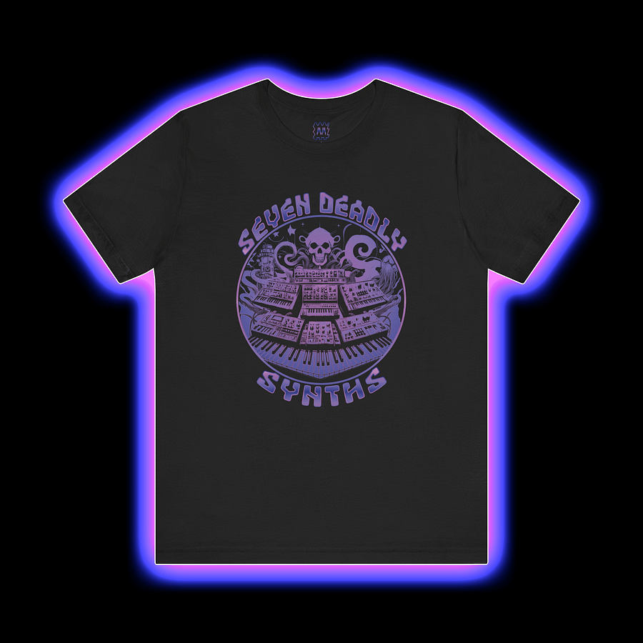 Seven Deadly Synths - Synthesizer Collector T-Shirt (VIOLET PRINT) product image (1)