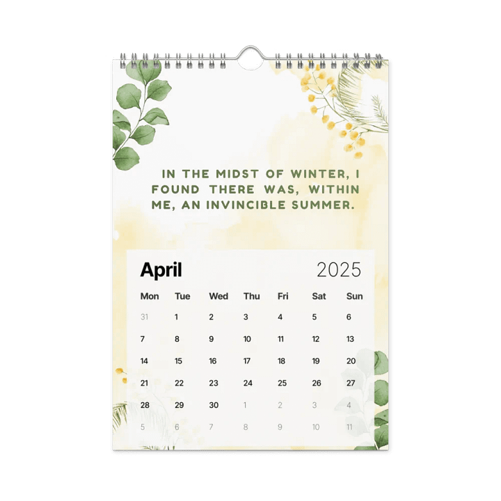 FLORAL INSPIRATIONAL QUOTES WALL CALENDAR 2025 product image (1)